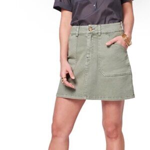 Faherty Green Utility Skirt Mini Length Denim Organic Cotton Casual Size Medium